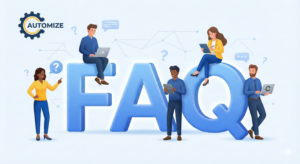 Automize FAQ Team answering frequently asked questions about marketing automation services.